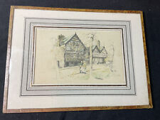 OLD MARJORIE BATES GLASS MOUNT PICTURE PRINT THE BEAR & BILLET CHESTER INN HOUSE