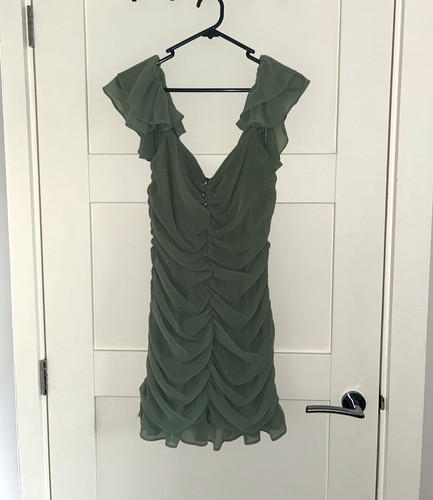 Zara green ruched ruffle - zara,