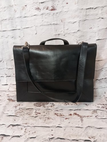 Radley black leather messenger - black,