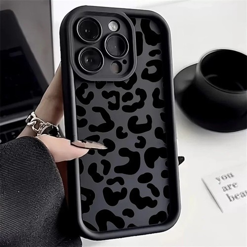 Black leopard print iphone - black,