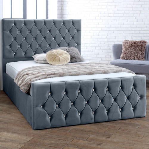 New ottoman steel grey plush - ottoman,