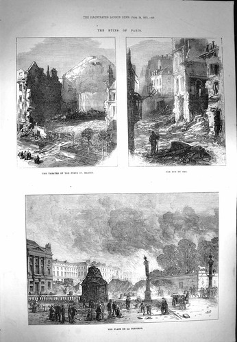 Old antique print 1871 place - antique,