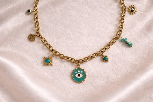 18k gold plated evil - gold, charm