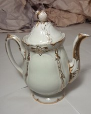 Old Porcelain Teapot With Gold Trim
