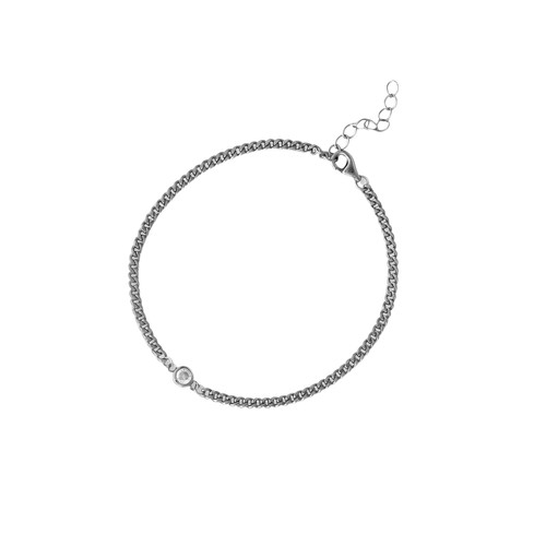 Bezel curb chain bracelet - bezel, cz