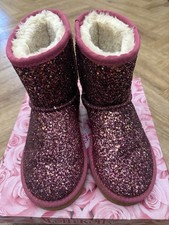 Lelli Kelly Girls' Pink Glitter Boots EU35 UK2.5 Faux Fur Lined