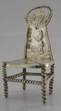 VICTORIAN DUTCH SOLID SILVER MINIATURE DOLLS HOUSE TOY CHAIR 1896 ANTIQUE