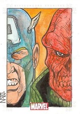 Marvel Heroes & Villains Sketch Card drawn by Raimundo Nonato - Captain America