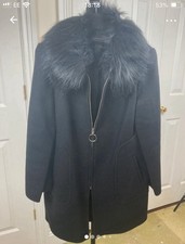 Zara Woman Black Fur Collar Coat SZ S. Zip Front Bnwot Never Worn!