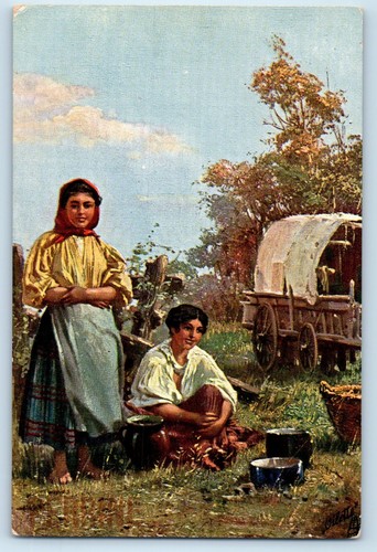 Postcard gipsy life - postcard, real