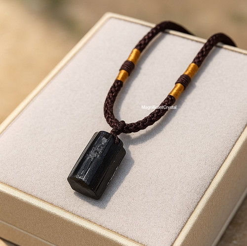 Raw black tourmaline - tourmaline, pendant