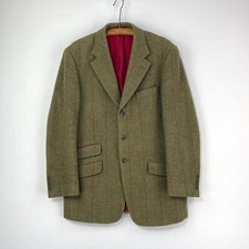 Alan Paine Tweed Jacket Mens 40R Green Windowpane Combrook Hacking Sports Blazer