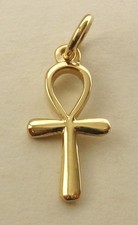 SOLID 9K 9ct Yellow GOLD 3D ANKH KEY OF LIFE Charm Pendant