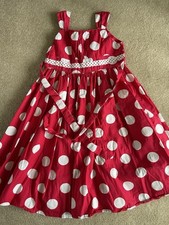 Girls Dark Pink And White Polka Dot Dress- Summer/ Party/ Holiday 6y