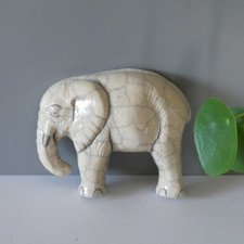 Raku Pottery Elephant Wall Hanging Figurine Ornament Plaque Made in South Africa