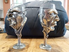 PAIR Royal Selangor Lord of the Rings Pewter Sauron and Orc Wine Glasses unused