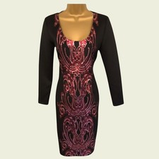 Michaela Louisa Black & Red Sequin Silhouette Dress UK 10 US 6 EU 38