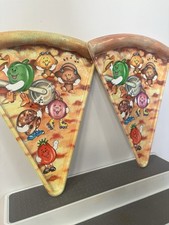 2 x VINTAGE Deborah Mallow Pizza Slice Plastic Party Plates Made In USA