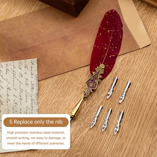Retro feather dip - pen, set