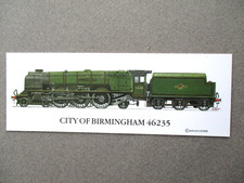Railway BOOKMARK Steam Locomotive City of Birmingham 46235 Train Spotters