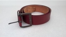 Bench Made Cowhide Leather Belt Men’s Size 36 Dark Red Bronze Rectangular Buckle