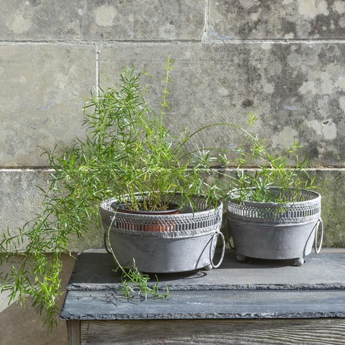 Shallow ornate zinc - zinc, planter
