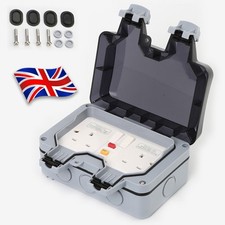 OUTDOOR SOCKET WEATHERPROOF STORM DOUBLE SWITCHED RCD SOCKET 13 AMP 2 GANG IP66