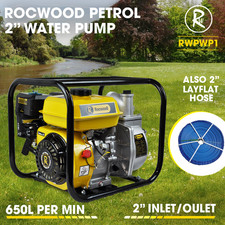 Petrol Water Pump 2" 5.5HP 4 Stroke Engine RocwooD Plus 2" Layflat Hose