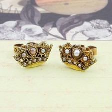 Vintage 9ct gold pearl crown - gold,
