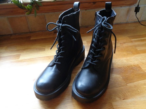 Leather look ankle boots - leather,