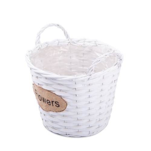 Wicker flower basket with - wicker,