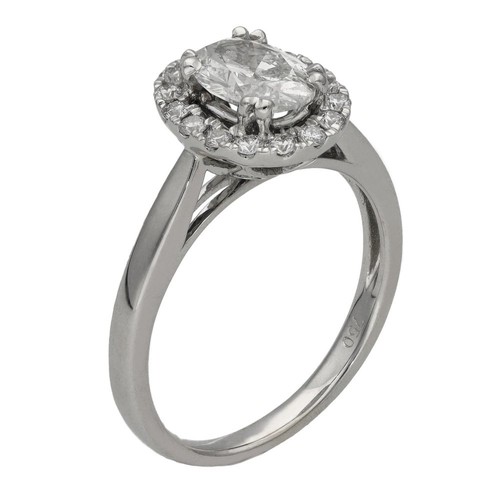 18ct white gold - gold, oval
