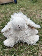 Steiff Floppy Lamb Plush Toy Soft Beanie Laying Cream 9” Button In Ear