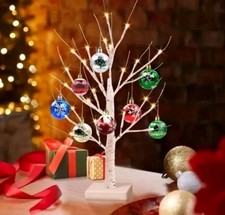 Lighted Birch Tree, Mini Birch Christmas Tree with Lights,Warm White 24 LED...