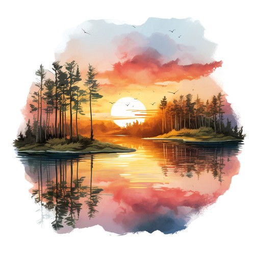 Stickers sunset lake car - stickers,