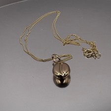 Real 9ct Yellow Gold 18 Inch Light Chain with Coffee Bean Pendant Pre Owned 373