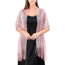 Stylish Gold and Silver Silk Shawl Scarf for Wedding Party Evening Wear