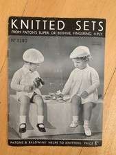 Childrens Coat Patons Baldwins 3280 knitting pattern 1930's