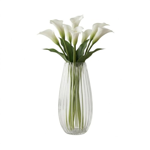 Tall fluted glass - vase, ribbed