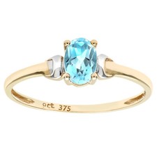 9ct Yellow Gold Blue Topaz Ring by Citerna