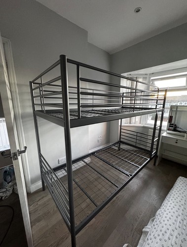 Grey metal bunk bed frame - metal, –