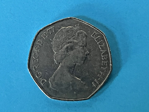 1977 elizabeth 50p - 1977, coins