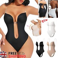 Women Invisible U Plunge Backless Underwear Push up Bra Full Body Shaper Thongs