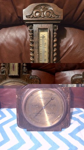Vintage oak cased barometer - cased,