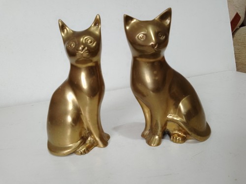 Brass cats pair - brass, cats,