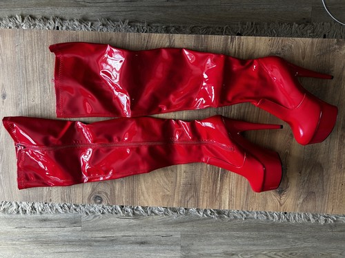 Red patent thigh - , high