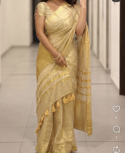 Gold mul cotton kasavu - gold,