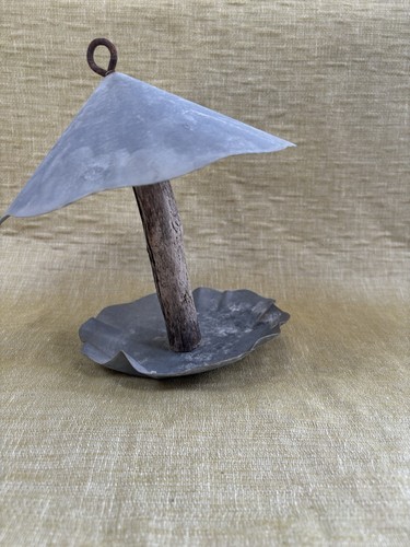 Galvanised zinc bird bath
