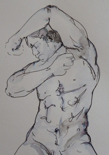 Ink male nude drawing a - ink,