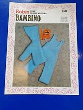 Knitting Patterns Vintage ROBIN 2908 BABY PRAM SET WOOL D.K. 18"-20" (ex Shop)